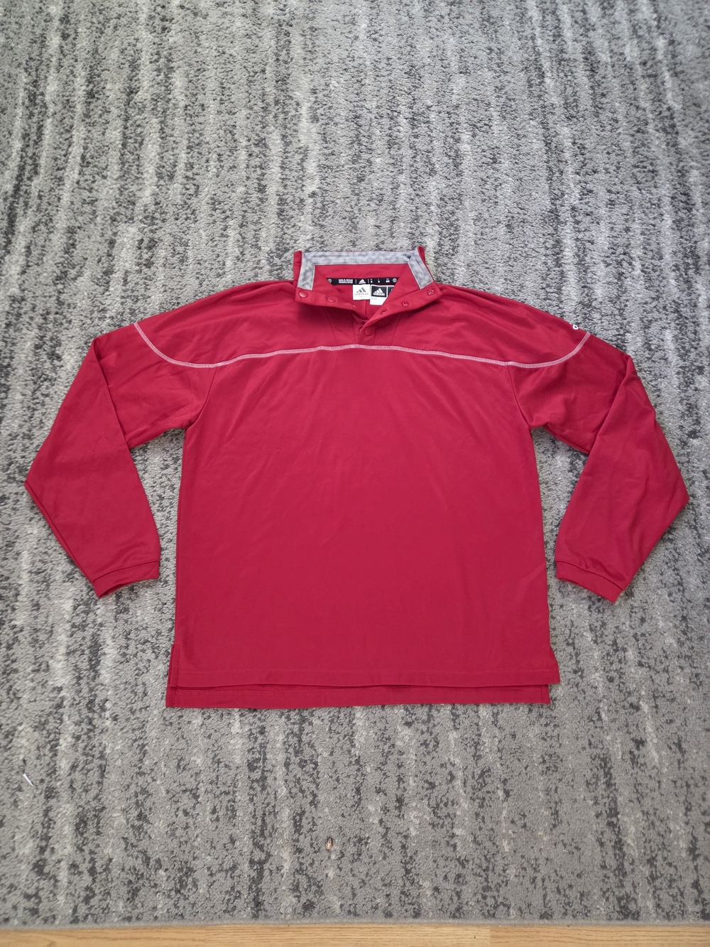 Adidas Men's Sample Red 1/4 Snap Neck Long Sleeve Pullover Top Size Medium NWOT